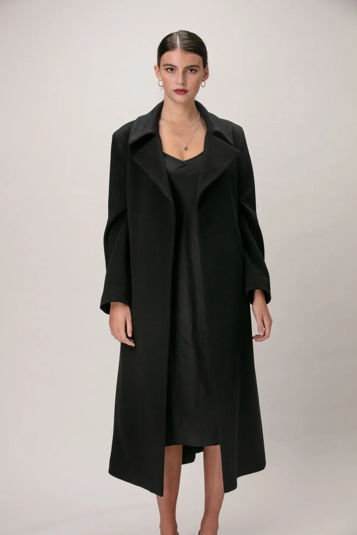 Luxurious SCARLETT Wool & Cashmere Long Wrap Coat - Elegant Design