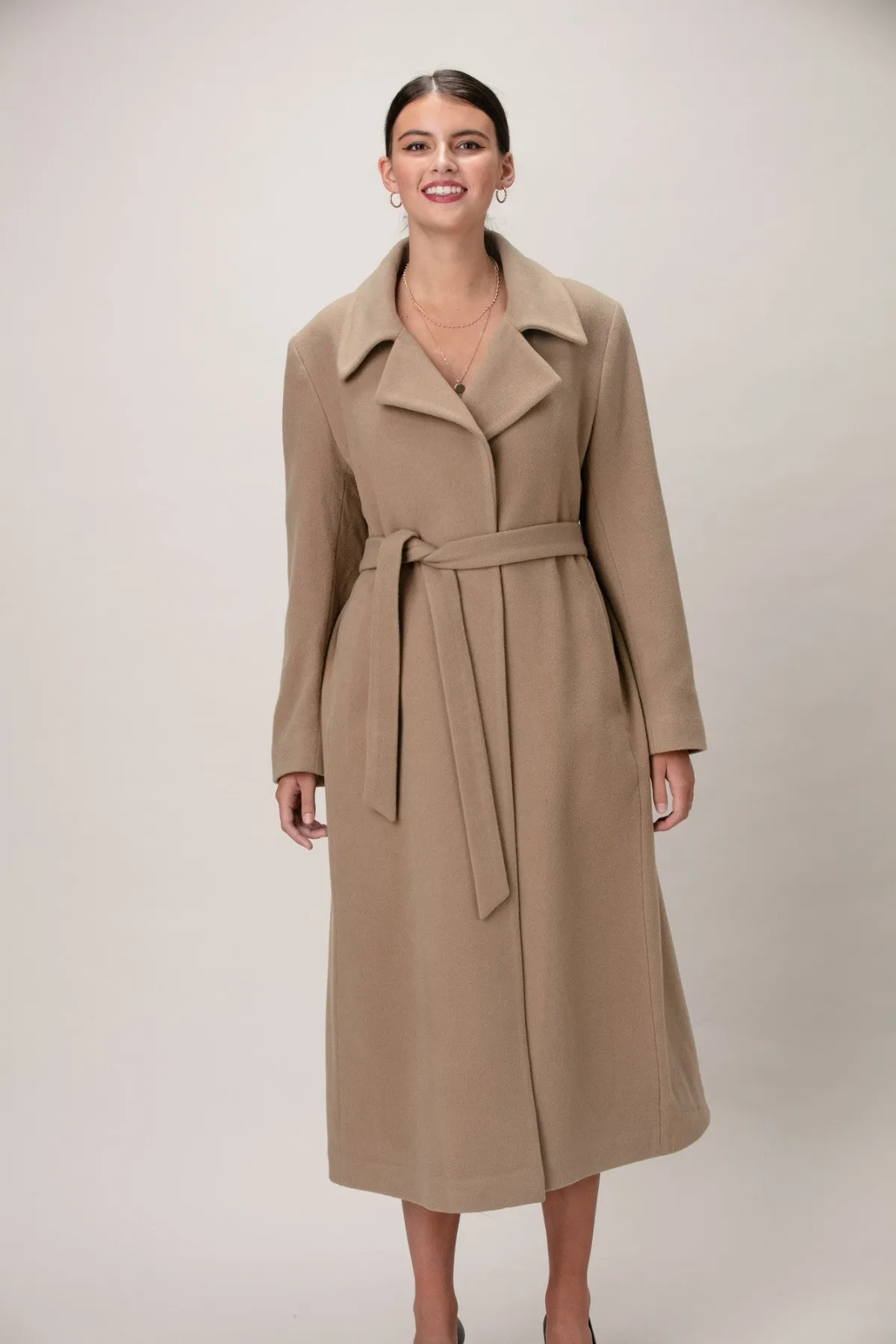 Luxurious SCARLETT Wool & Cashmere Long Wrap Coat - Elegant Design