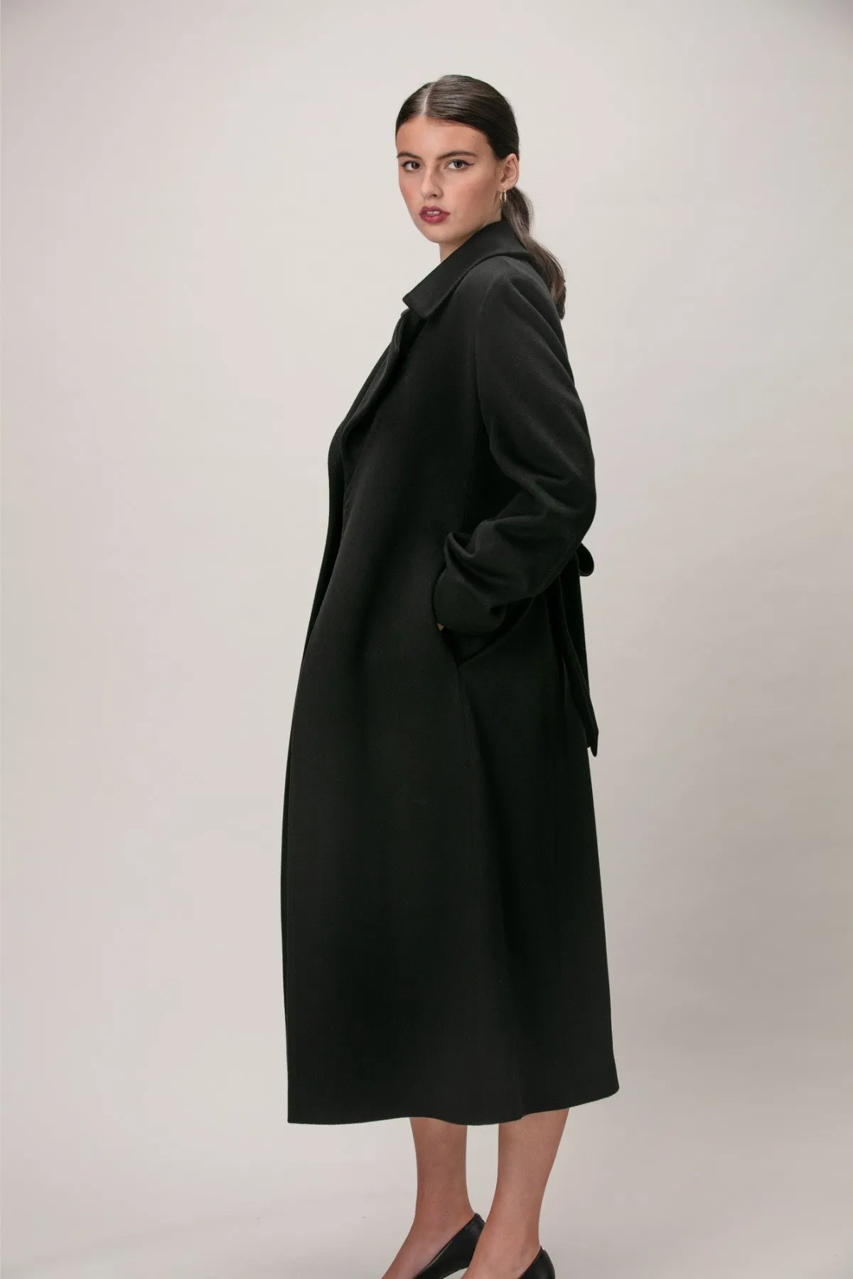 Luxurious SCARLETT Wool & Cashmere Long Wrap Coat - Elegant Design