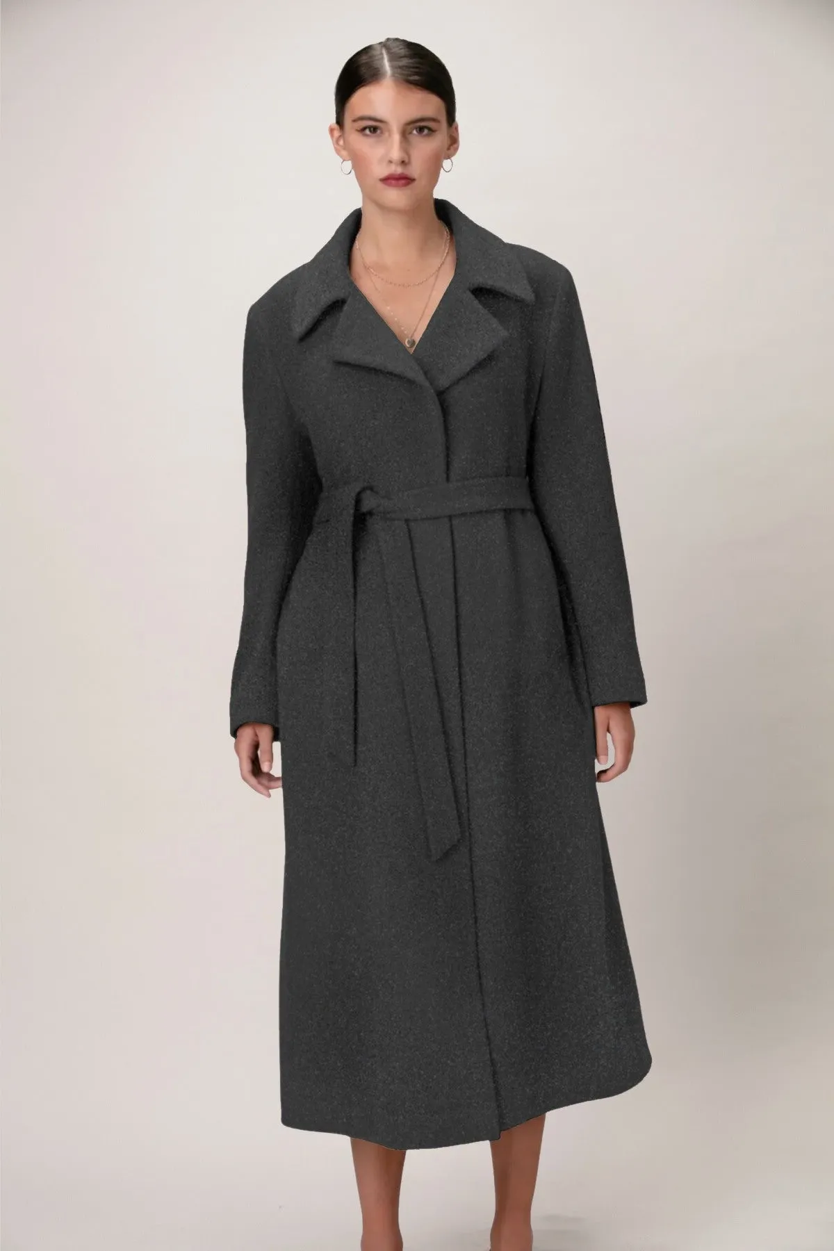 Luxurious SCARLETT Wool & Cashmere Long Wrap Coat - Elegant Design