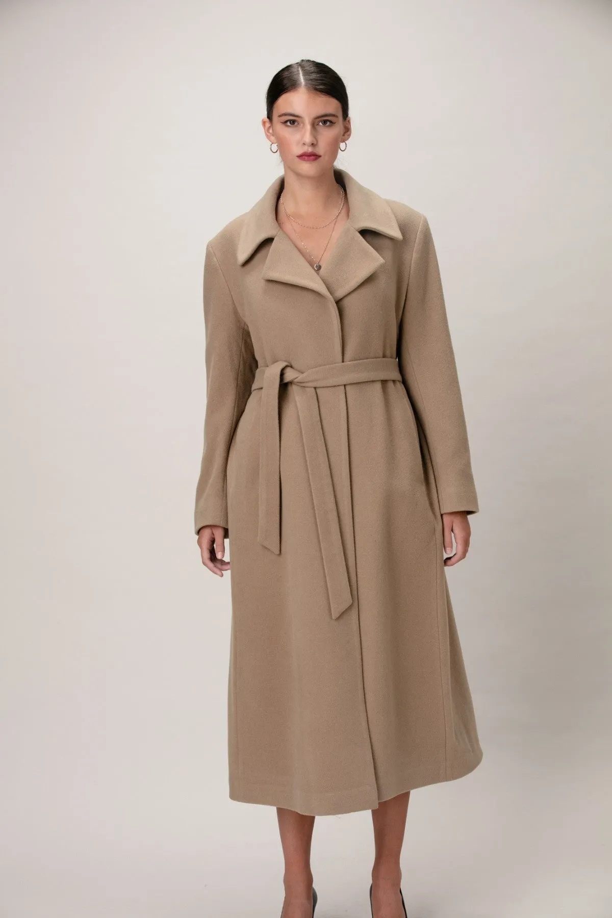 Luxurious SCARLETT Wool & Cashmere Long Wrap Coat - Elegant Design