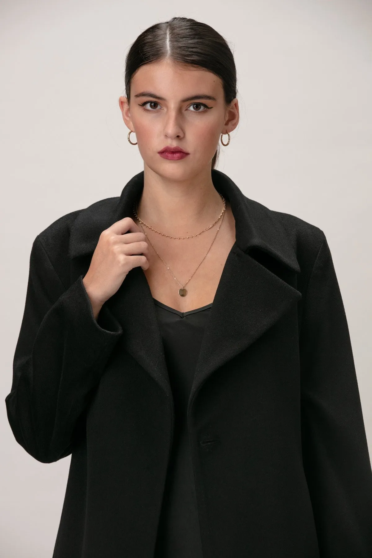 Luxurious SCARLETT Wool & Cashmere Long Wrap Coat - Elegant Design