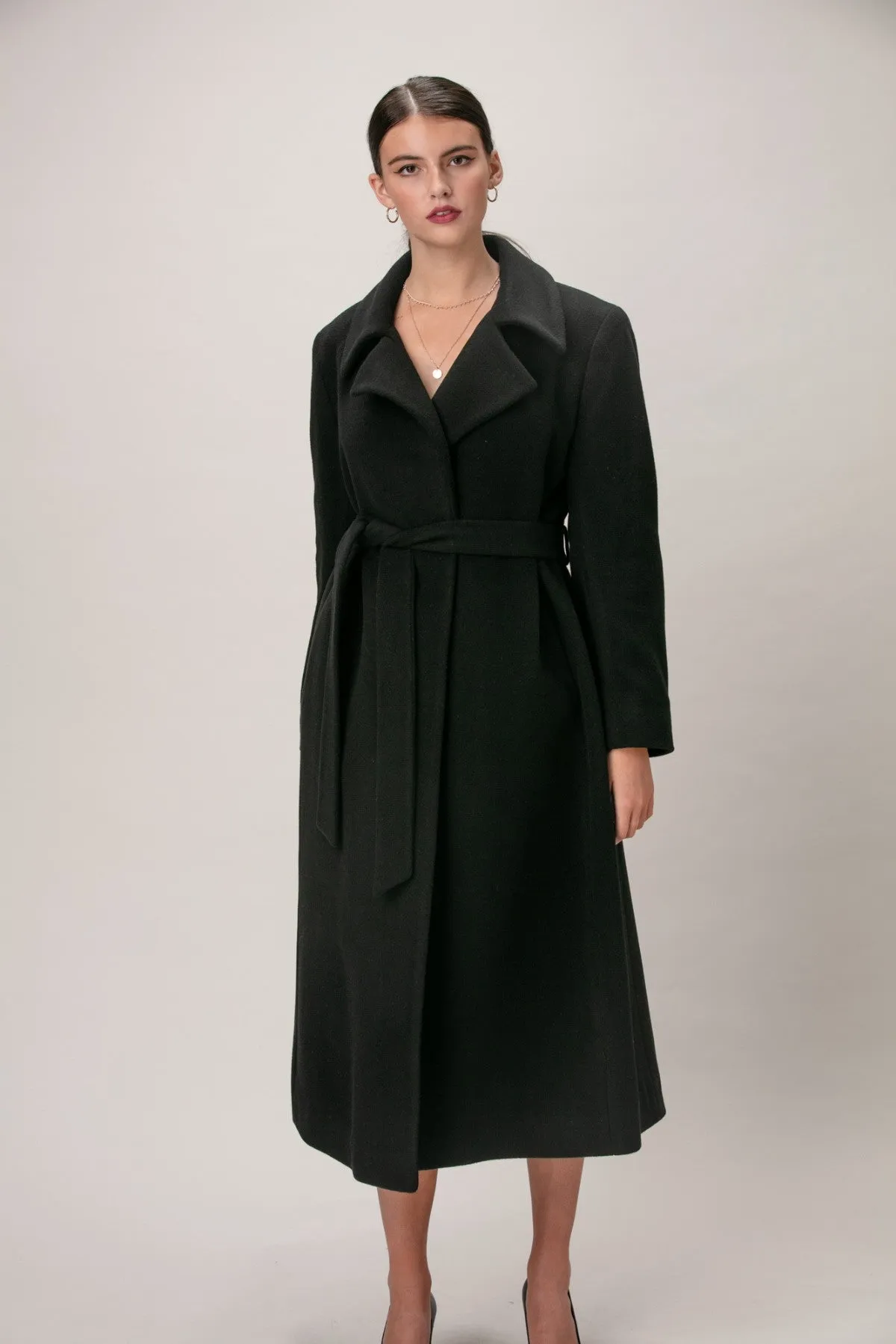 Luxurious SCARLETT Wool & Cashmere Long Wrap Coat - Elegant Design