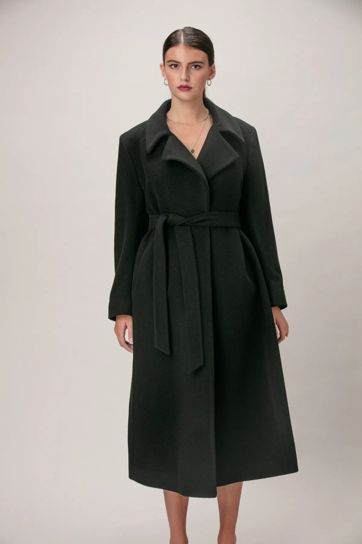 Luxurious SCARLETT Wool & Cashmere Long Wrap Coat - Elegant Design