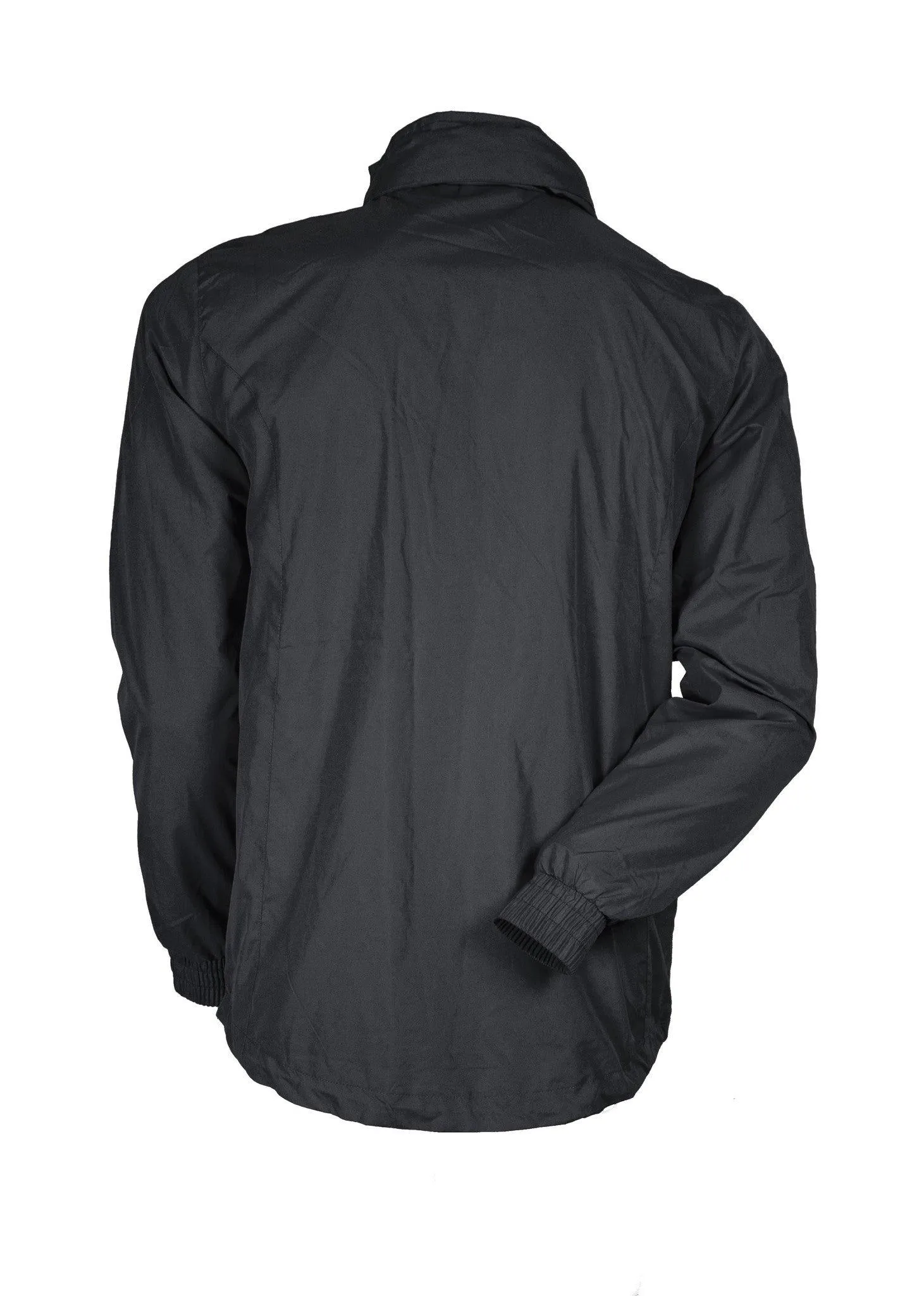 SPRAY JACKET WITH WHITE ZIP TRIM - BLACK