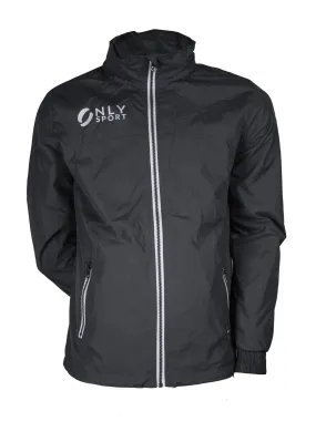 SPRAY JACKET WITH WHITE ZIP TRIM - BLACK