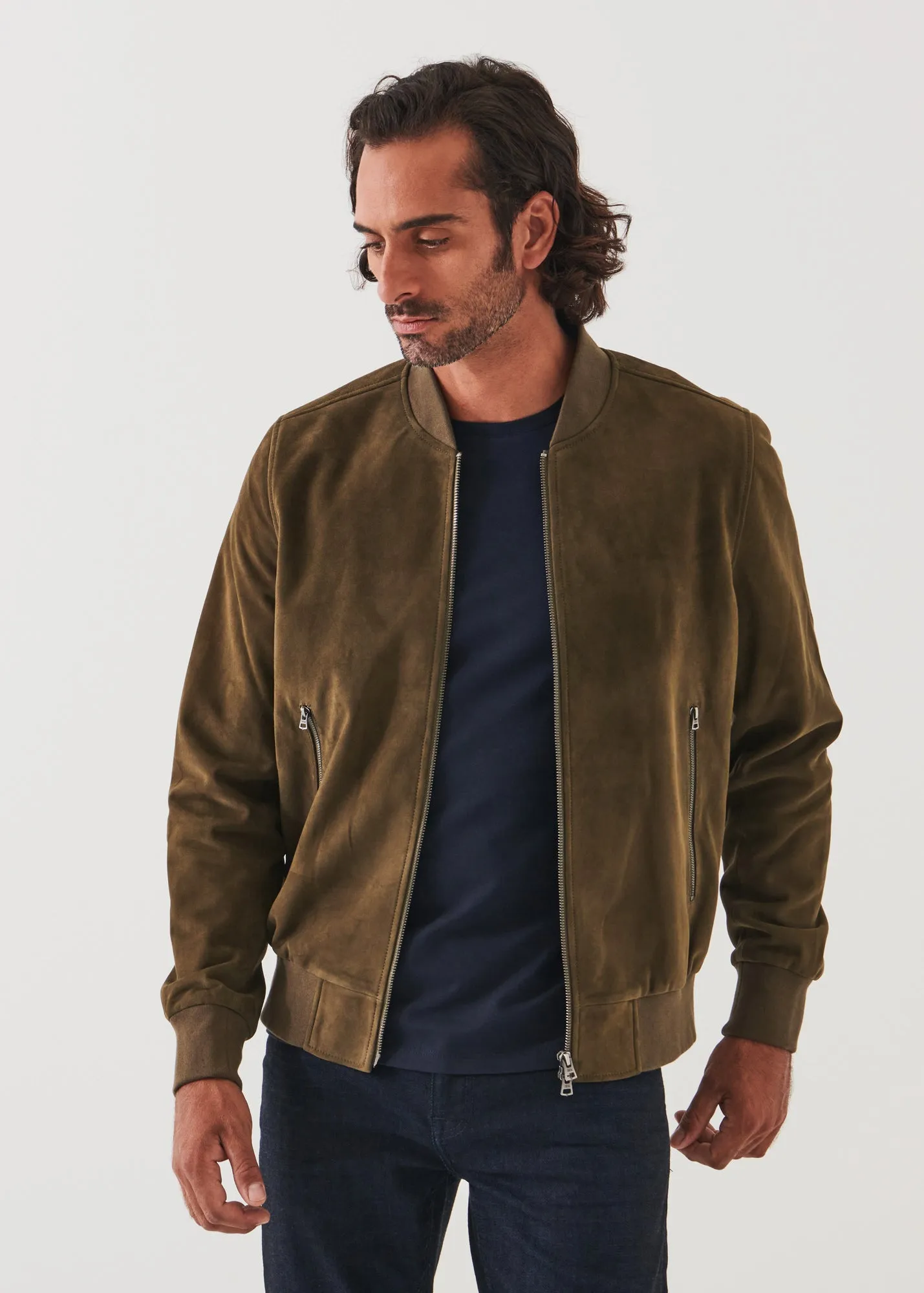 SUEDE ZIP BOMBER