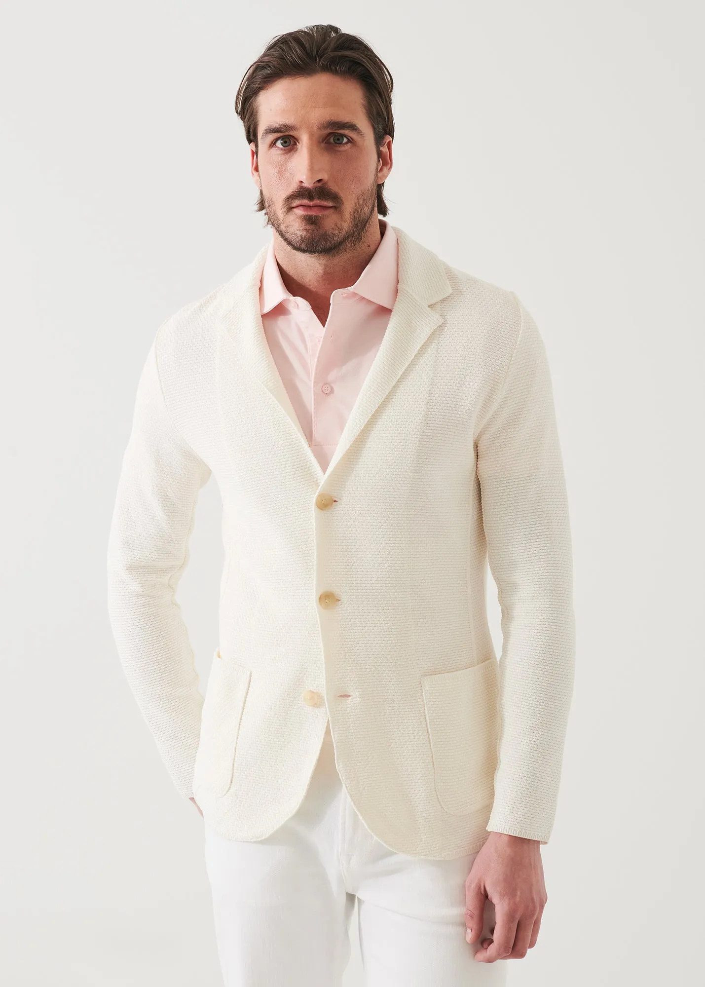 TEXTURED STITCH COTTON BLAZER