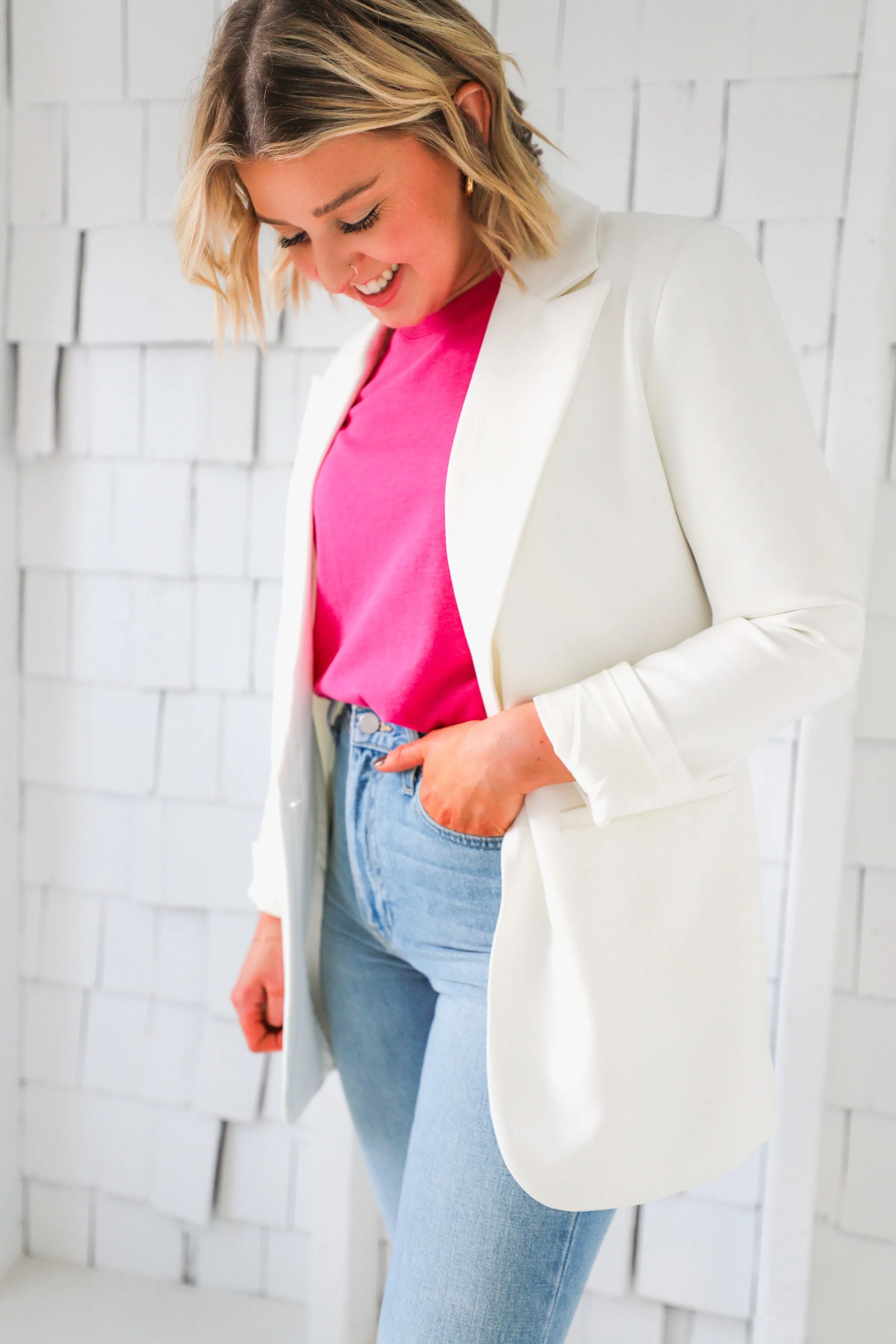 The Chandelle Button Front Boyfriend Blazer