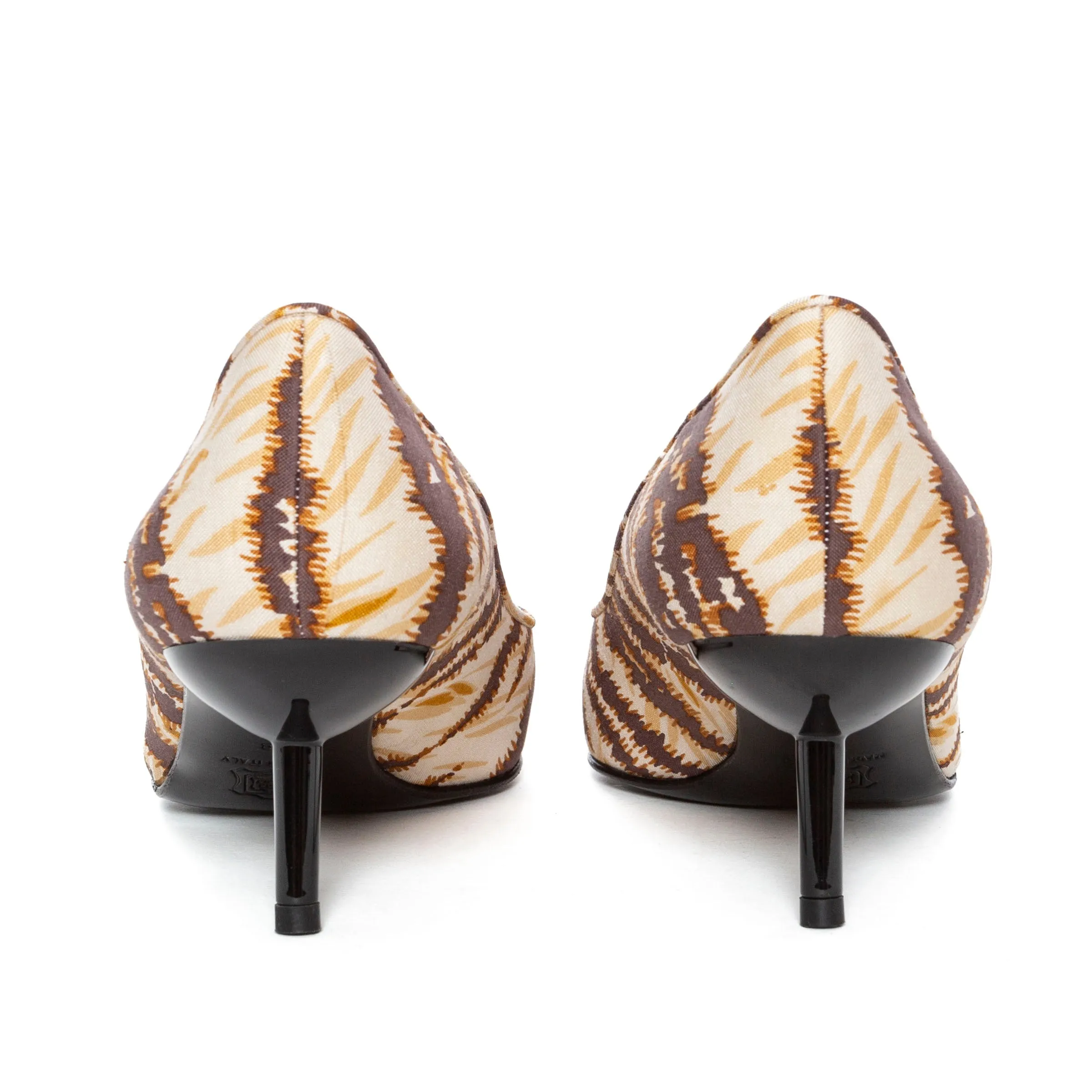 Tiger Stripe Print Pointed Kitten Pumps 38