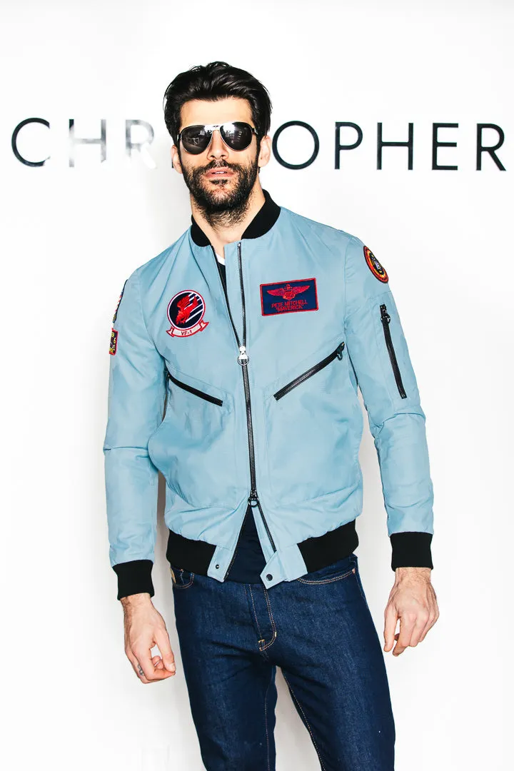 TOP GUN Unisex Bomber Jacket - CAMO STEEL BLUE