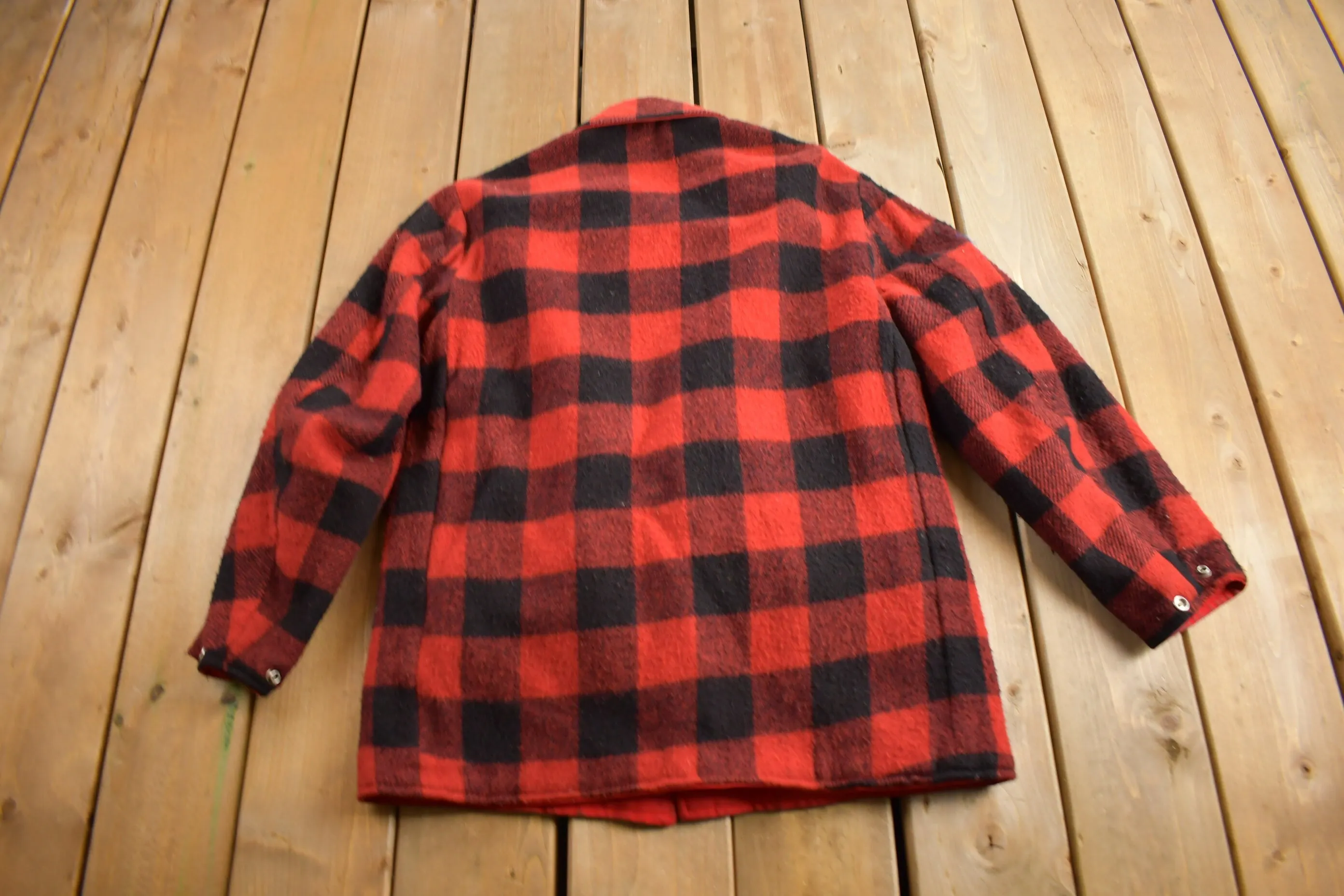 Vintage 1960s 100% Wool Reversible Buffalo Plaid Jacket / Wool Jacket  / Vintage Jacket / Outdoorsman / Hunting Jacket / True Vintage