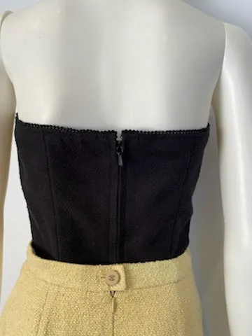 Vintage Chanel 98P, 1998 Spring Black Strapless Cropped Cotton Tube Top Camisole FR 40 US 4/6