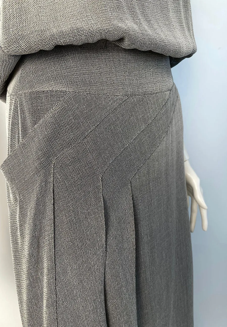 Vintage Chanel 99P 1999 Spring Grey 3 Piece Skirt Blouse Jacket Dress Outfit Set FR 36