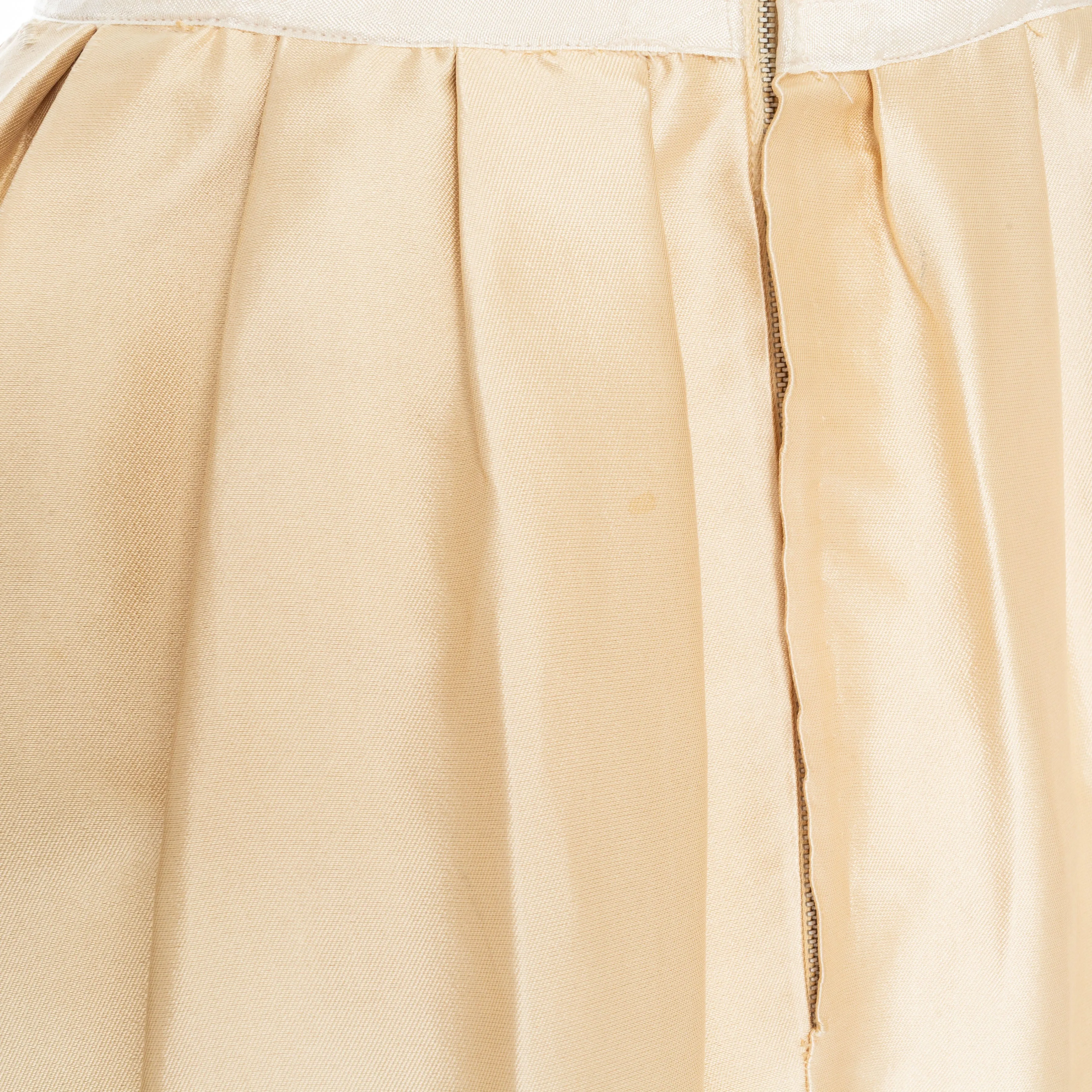 Vintage Cream and Black Satin and Velvet Bow Adorned Dress