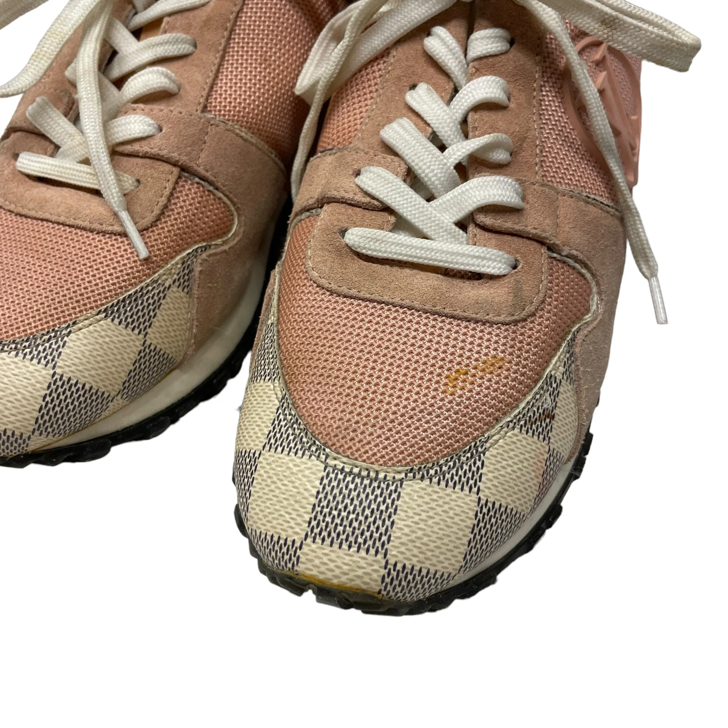 Vintage Louis Vuitton Designer Baby Pink Damier Pattern Sneakers Made in Italy Size EU 37.5